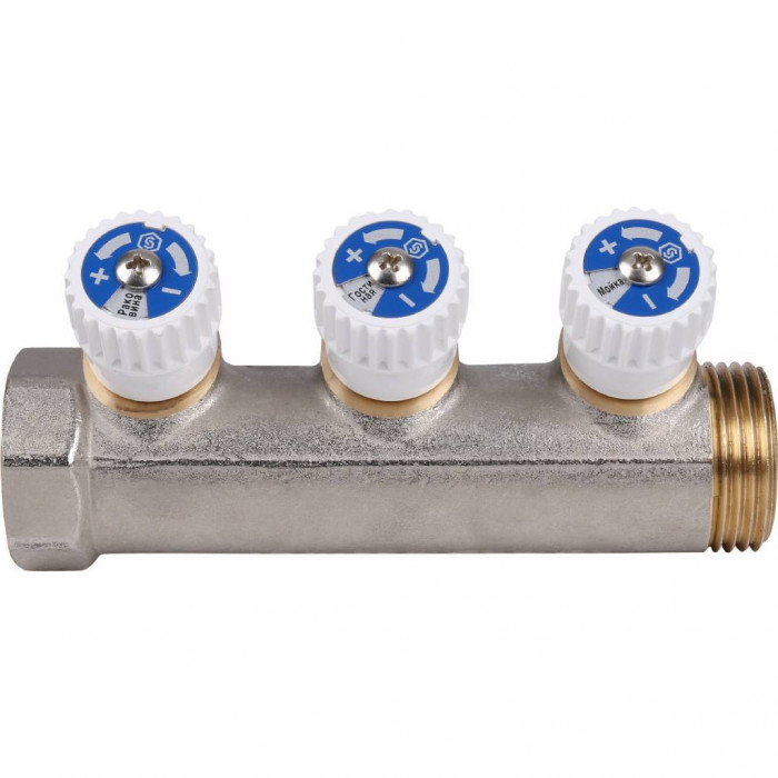 STOUT Коллектор распределительный 1", 3 отвода 1/2"