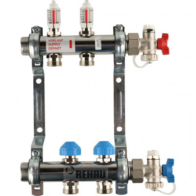 Распределительный коллектор REHAU HKV-D на 2 контура нержавеющая сталь (12080211002)