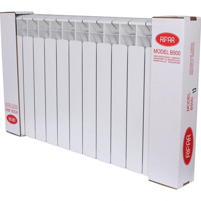 Биметаллический радиатор RIFAR BASE 500, 13 секций, боковое подключение, белый