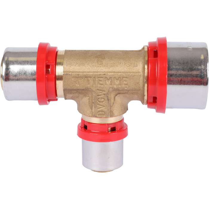 Тройник TIEMME редукционный 32x20x26 для металлопластиковых труб прессовой