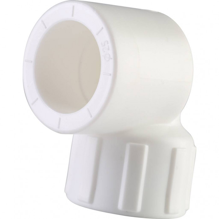 Угольник Политэк 25x1/2 с внутренней резьбой для полипропиленовых труб под сварку (цвет белый)