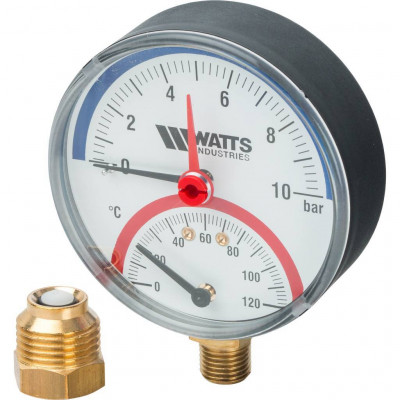 Watts F+R828 Термоманометр радиальный 10х1/2&quot; DN 80 (0-10 бар)