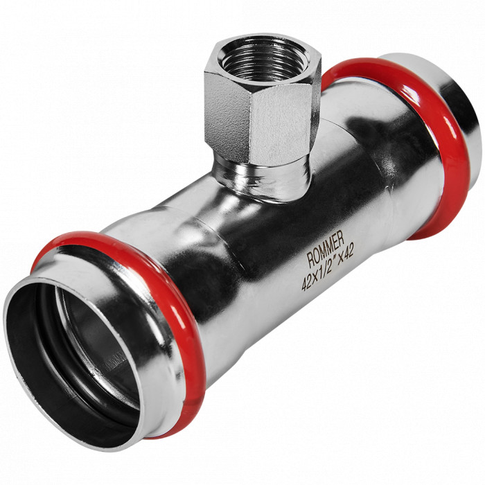 ROMMER RSS-0015-004212 ROMMER Тройник-переходник-ВР, 42х1/2, из нержавеющей стали прессовой
