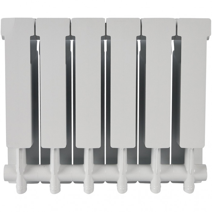 Алюминиевый радиатор STOUT ALPHA 350, 6 секций, боковое подключение, белый