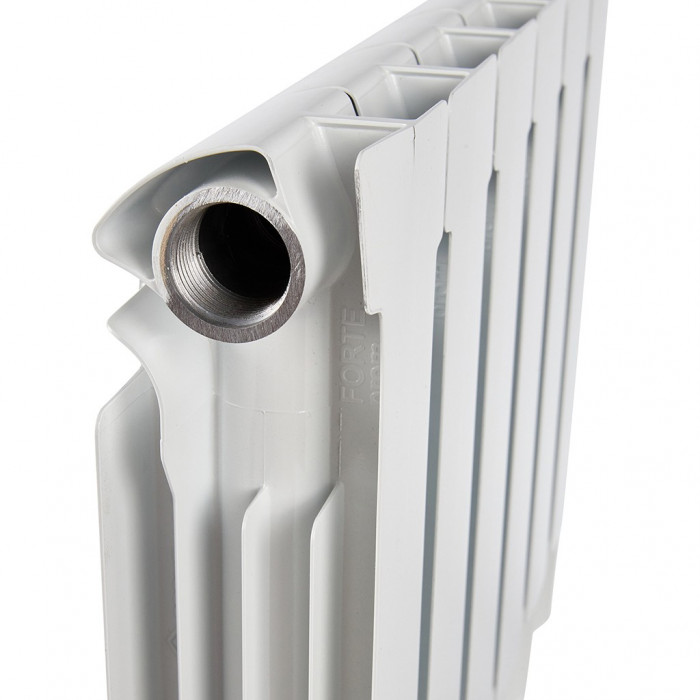Алюминиевый радиатор STOUT ALPHA 350, 6 секций, боковое подключение, белый
