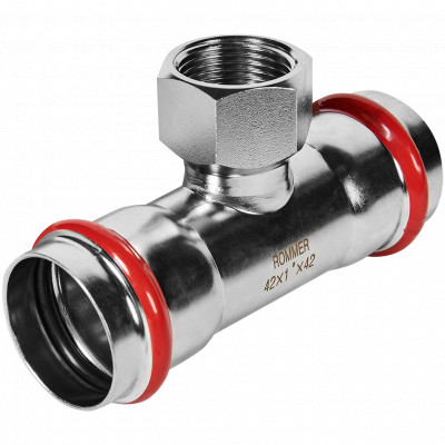 ROMMER RSS-0015-000421 ROMMER Тройник-переходник-ВР, 42х1, из нержавеющей стали прессовой