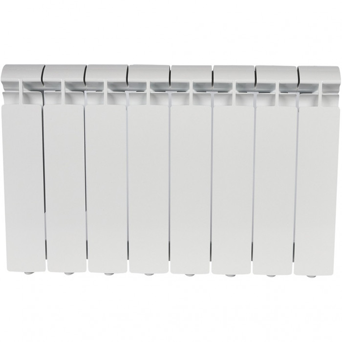 Алюминиевый радиатор STOUT ALPHA 350, 8 секций, боковое подключение, белый