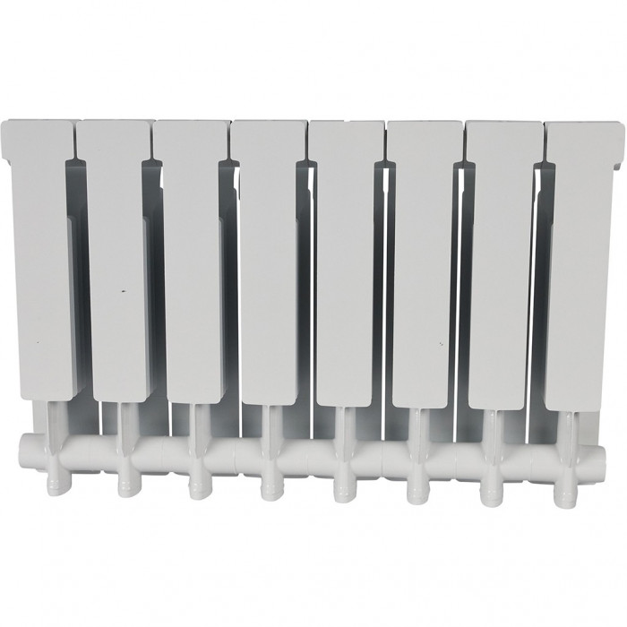 Алюминиевый радиатор STOUT ALPHA 350, 8 секций, боковое подключение, белый