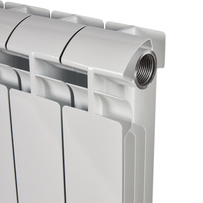 Алюминиевый радиатор STOUT ALPHA 350, 8 секций, боковое подключение, белый