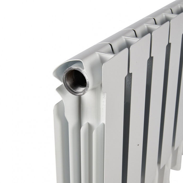 Алюминиевый радиатор STOUT ALPHA 350, 8 секций, боковое подключение, белый