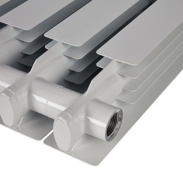 Алюминиевый радиатор STOUT ALPHA 350, 8 секций, боковое подключение, белый