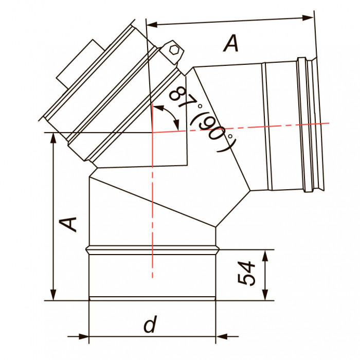 Отвод 87° (90°) D80 с ревизией, AISI 304 (Вулкан)
