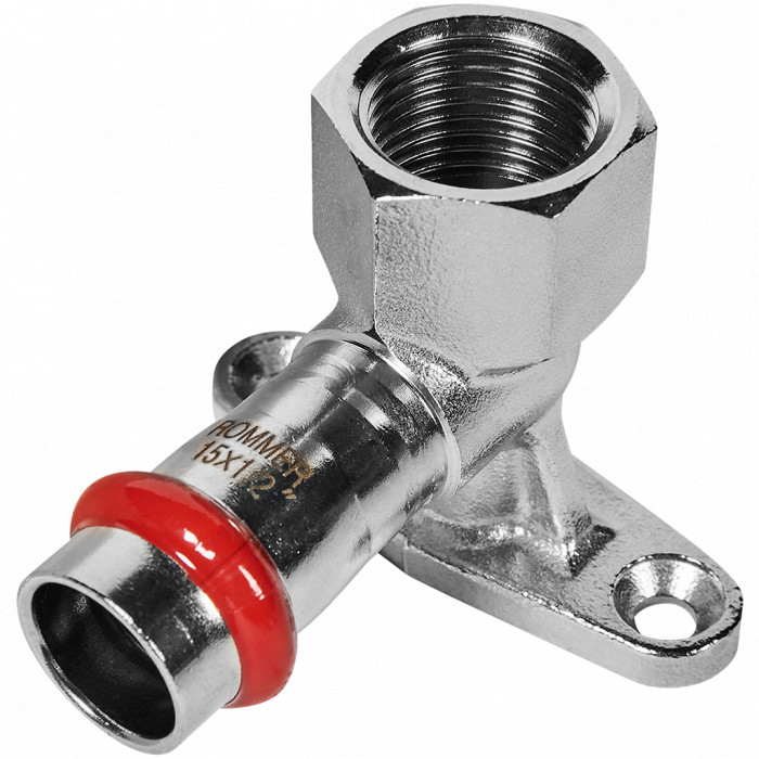 ROMMER RSS-0011-001512 ROMMER Угольник настенный с креплением-ВР, 15х1/2, из нержавеющей стали прессовой