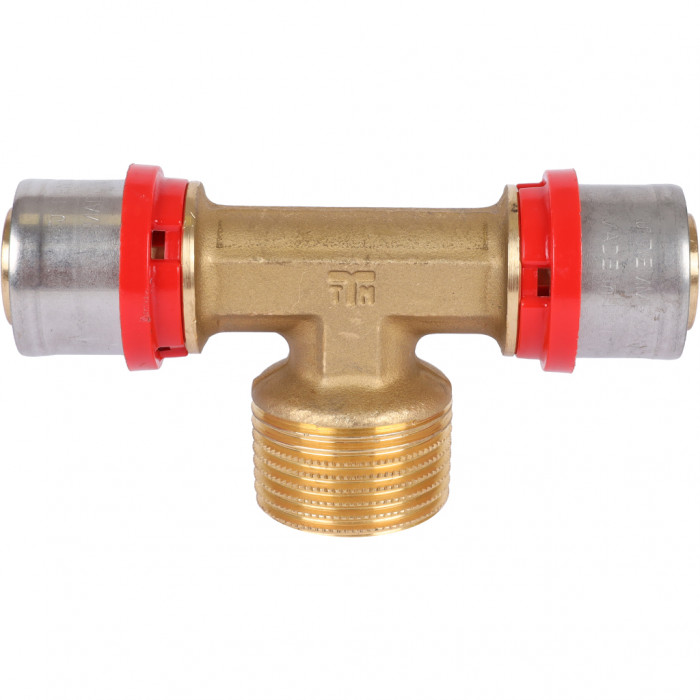 Тройник TIEMME с наружной резьбой 26x1x26 для металлопластиковых труб прессовой