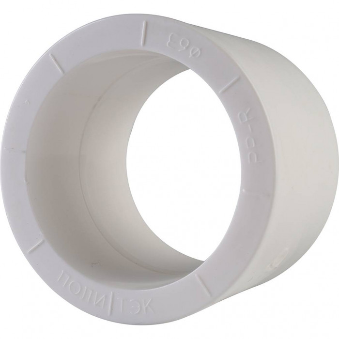 Политэк d=63 Муфта для полипропиленовых труб под сварку (цвет белый)