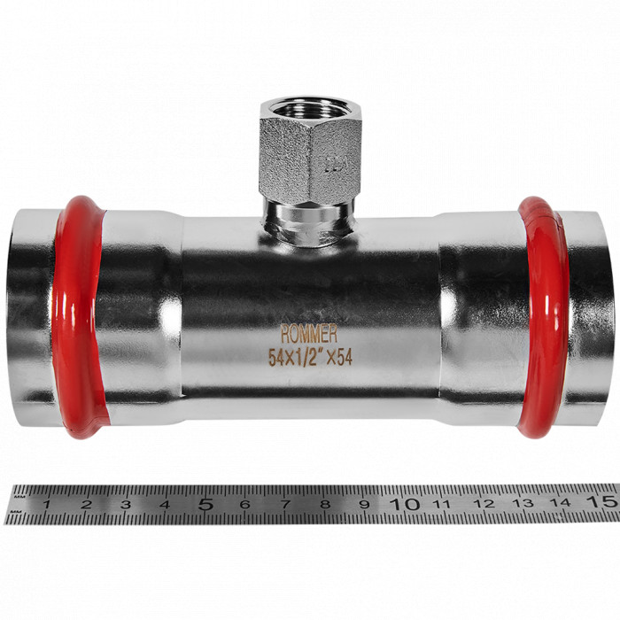 ROMMER RSS-0015-005412 ROMMER Тройник-переходник-ВР, 54х1/2, из нержавеющей стали прессовой