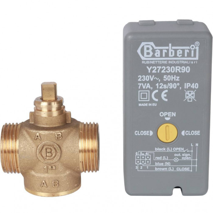 STOUT Компактный 2-Ходовой зональный клапан, сервопривод 230V, с кабелем 1м., НР 1"