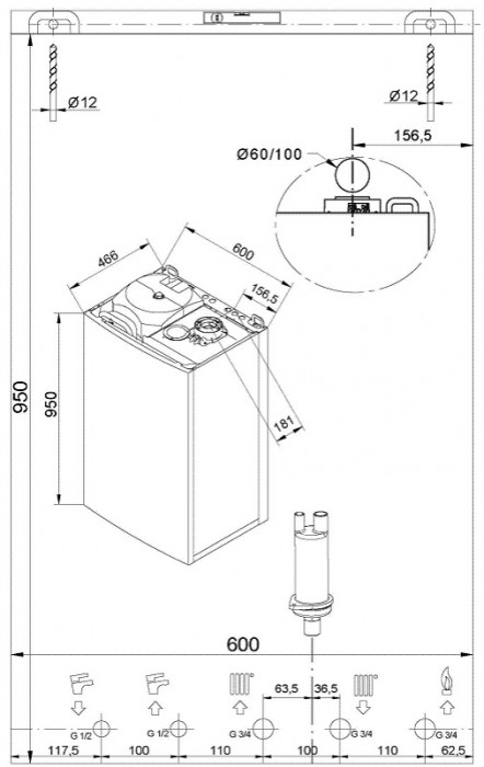 Настенный газовый котел Baxi NUVOLA Duo-tec + 24, конденсационный, одноконтурный