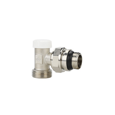 Запорный радиаторный клапан (вентиль) ручной регулировки Varmega VM10212, 1/2&quot; x 3/4&quot;EK НР, угловой, с самоуплотняющимся полусгоном