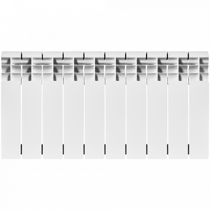 Биметаллический радиатор ROMMER Optima BM 350, 10 секций, боковое подключение, белый