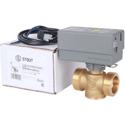STOUT Компактный 2-Ходовой зональный клапан, сервопривод 230V, с кабелем 1м., НР 1 1/4&quot;