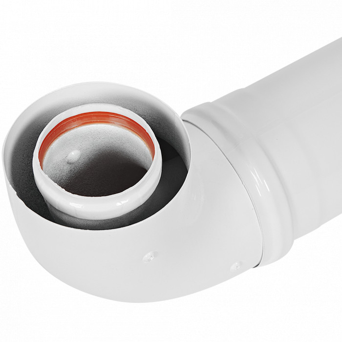 ROMMER RCA-6010-241220 Комплект дымохода АНТИЛЕД 60/100 - 1220мм (Bosch, Buderus, Navien S/C/E, Baxi ECO Nova/Classic, Baltur, Fondital ) в комплекте фланец