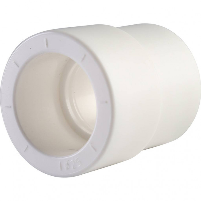 Политэк 32х25 Муфта переходная внутр./наруж. для полипропиленовых труб под сварку (цвет белый)