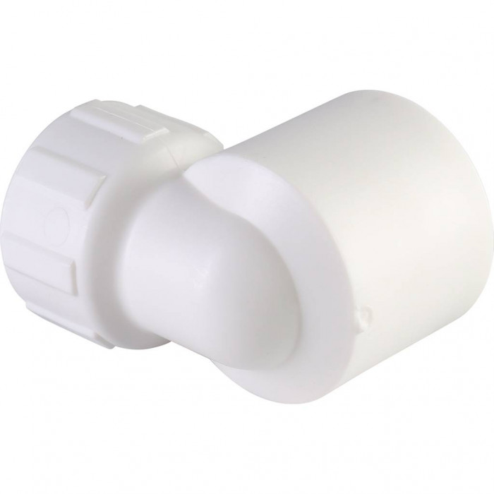 Угольник Политэк 32x3/4 с внутренней резьбой для полипропиленовых труб под сварку (цвет белый)