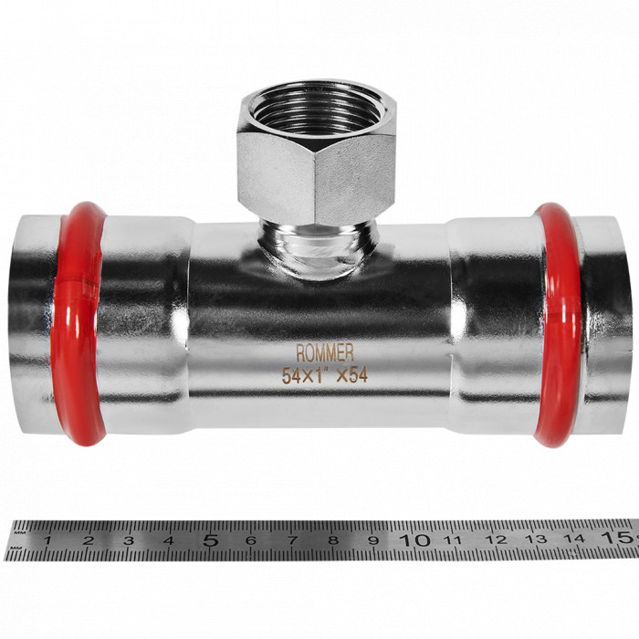 ROMMER RSS-0015-000541 ROMMER Тройник-переходник-ВР, 54х1, из нержавеющей стали прессовой