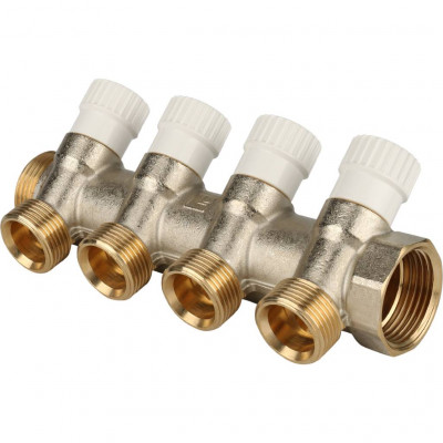 STOUT Коллектор распределительный 1&quot;, 4 отвода 3/4&quot;ЕК