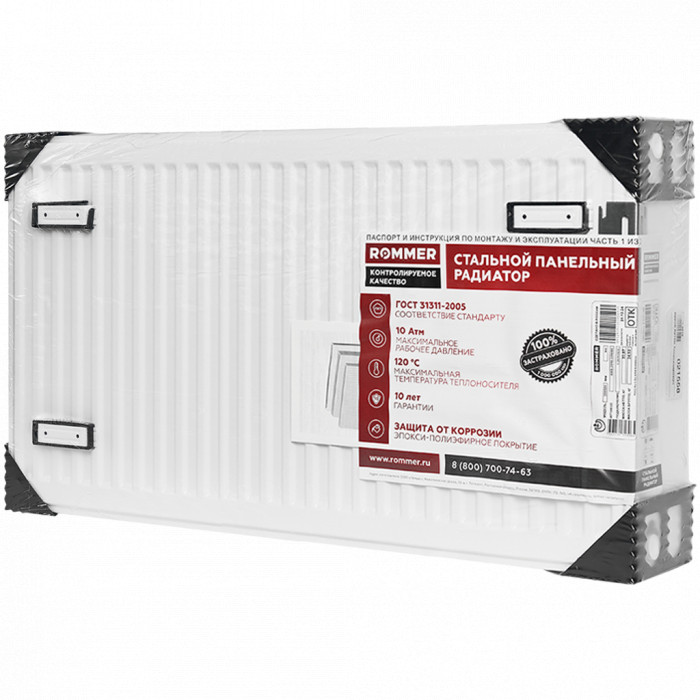 Стальной панельный радиатор ROMMER Compact 33/500/1000