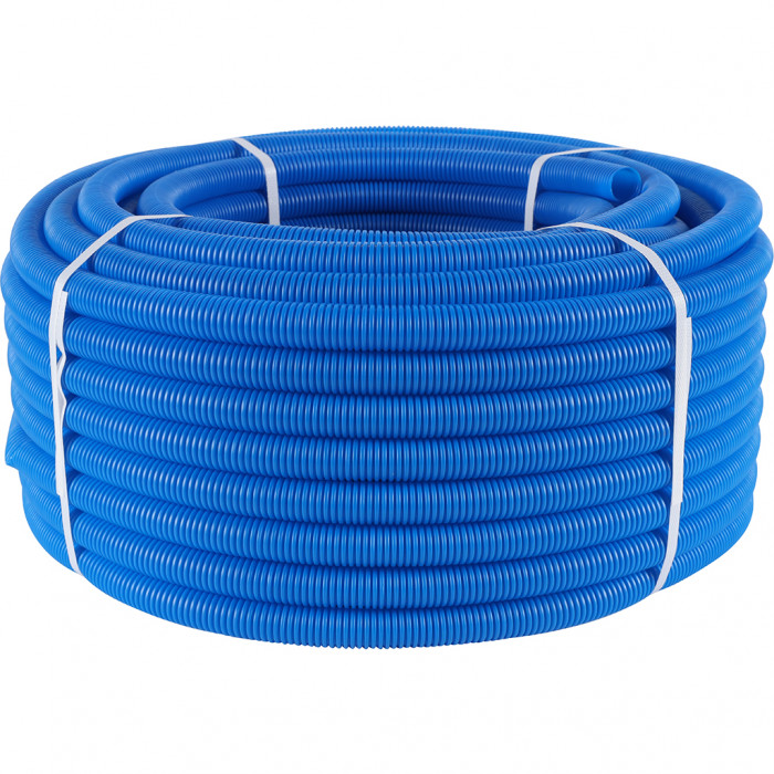 Труба гофрированная STOUT ПНД, цвет синий, наружным диаметром 23 мм для труб диаметром 16 мм