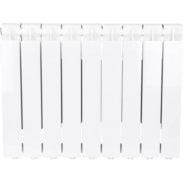 Алюминиевый радиатор STOUT Bravo 500, 9 секций, боковое подключение, белый