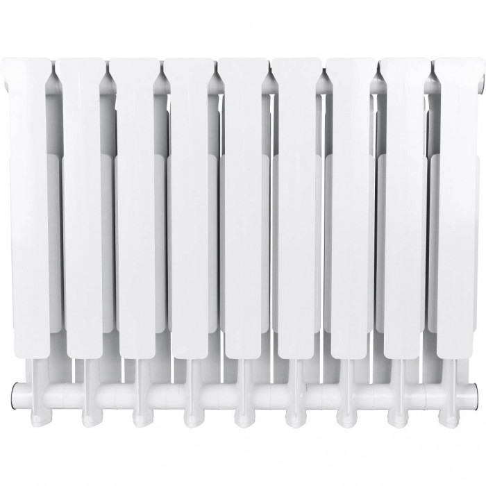 Алюминиевый радиатор STOUT Bravo 500, 9 секций, боковое подключение, белый
