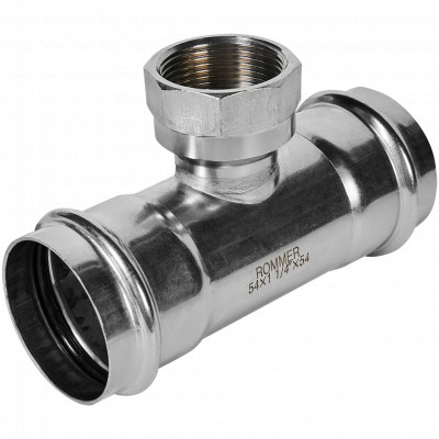 ROMMER RSS-0015-054114 ROMMER Тройник-переходник-ВР, 54х1 1/4, из нержавеющей стали прессовой