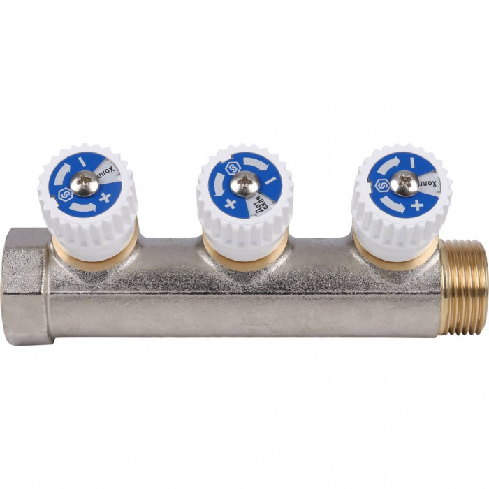 STOUT Коллектор распределительный 3/4", 3 отвода 1/2"