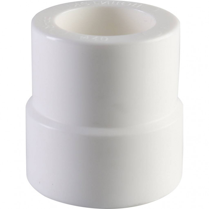 Политэк 40х32 Муфта переходная внутр./наруж. для полипропиленовых труб под сварку (цвет белый)