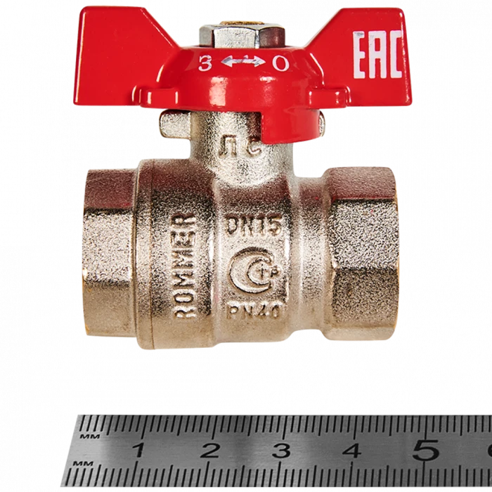 Кран шаровой ROMMER ВР/ВР, ручка бабочка 1/2