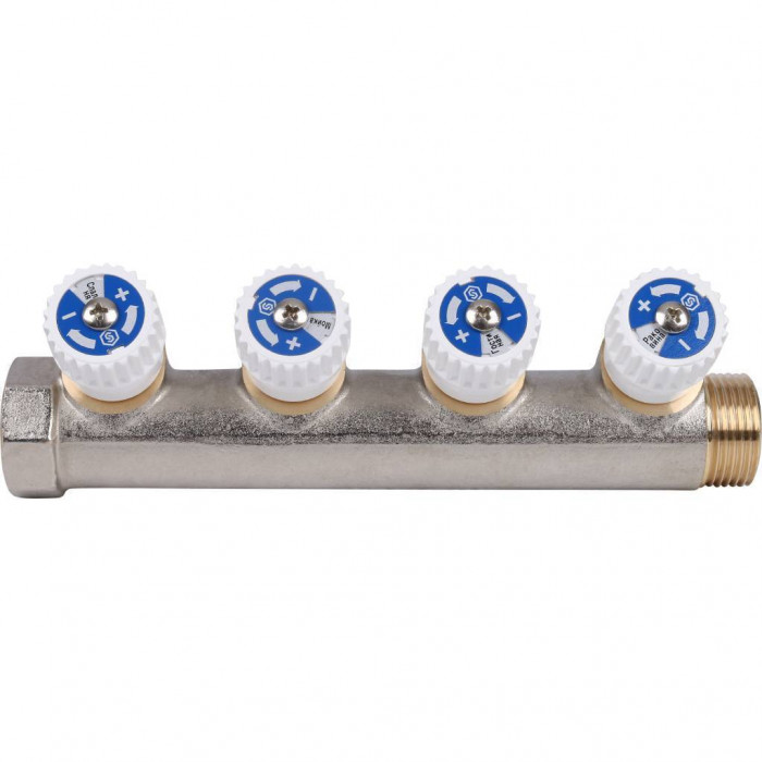 STOUT Коллектор распределительный 3/4", 4 отвода 1/2"