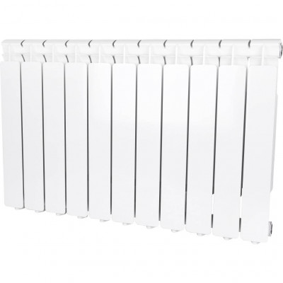 Алюминиевый радиатор STOUT Bravo 500, 11 секций, боковое подключение, белый
