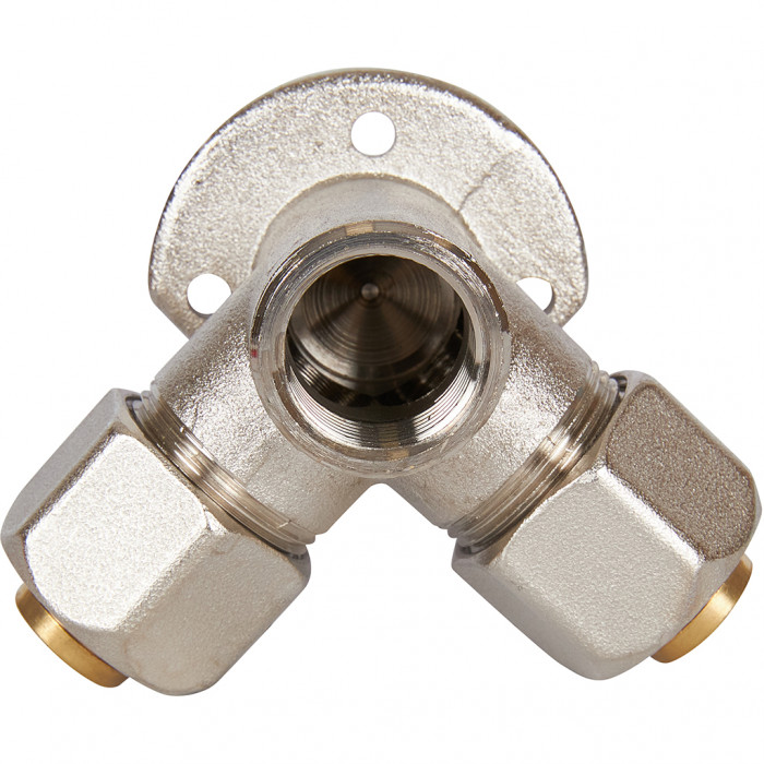 Тройник STOUT настенный с креплением для металлопластиковых труб винтовой