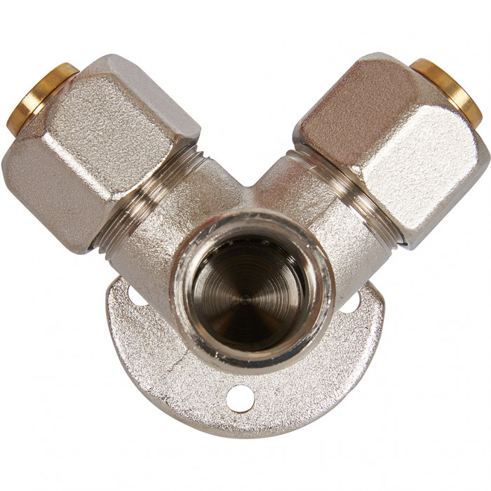 Тройник STOUT настенный с креплением для металлопластиковых труб винтовой