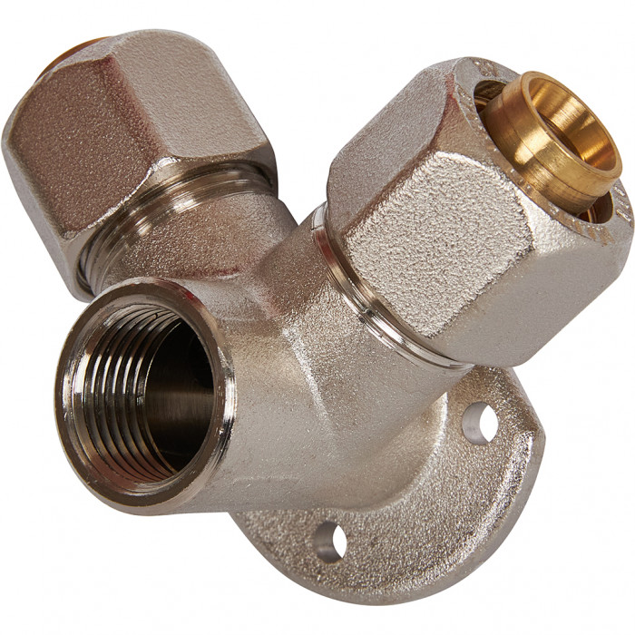 Тройник STOUT настенный с креплением для металлопластиковых труб винтовой