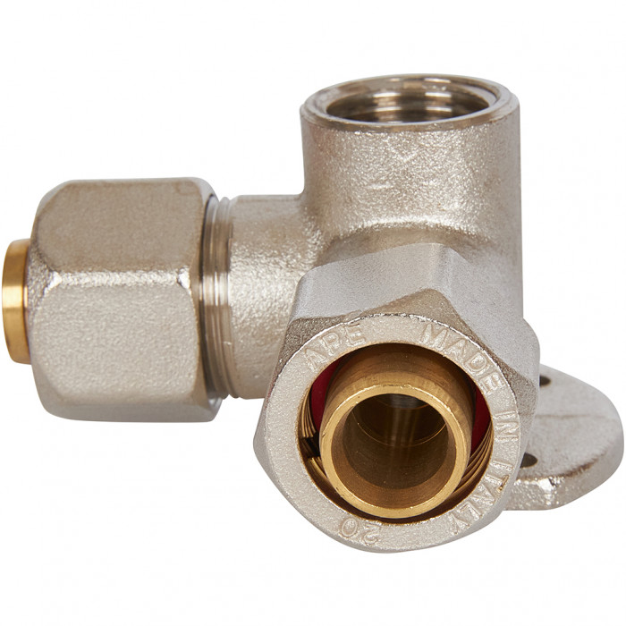 Тройник STOUT настенный с креплением для металлопластиковых труб винтовой