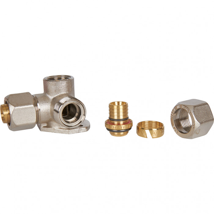 Тройник STOUT настенный с креплением для металлопластиковых труб винтовой