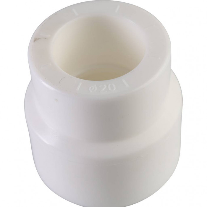Политэк 25х20 Муфта переходная внутр./внутр. для полипропиленовых труб под сварку (цвет белый)