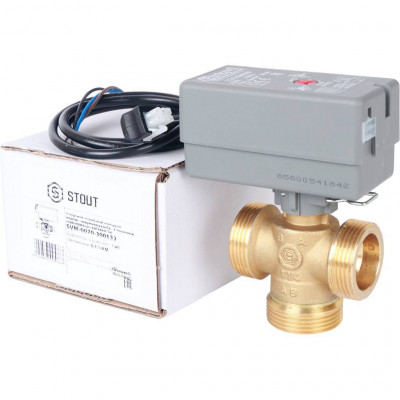 STOUT Компактный 3-Ходовой зональный клапан, сервопривод 230V, с кабелем 1м., НР 1 1/4&quot;