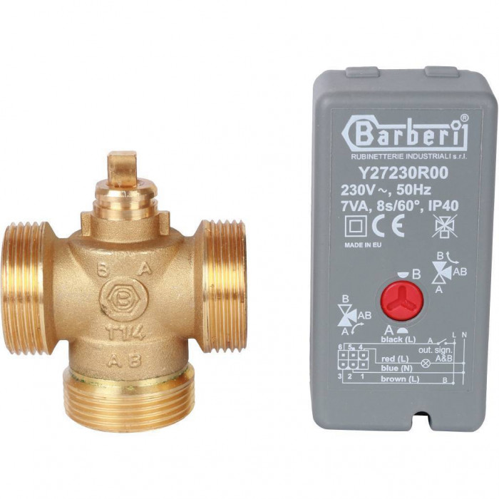 STOUT Компактный 3-Ходовой зональный клапан, сервопривод 230V, с кабелем 1м., НР 1 1/4"