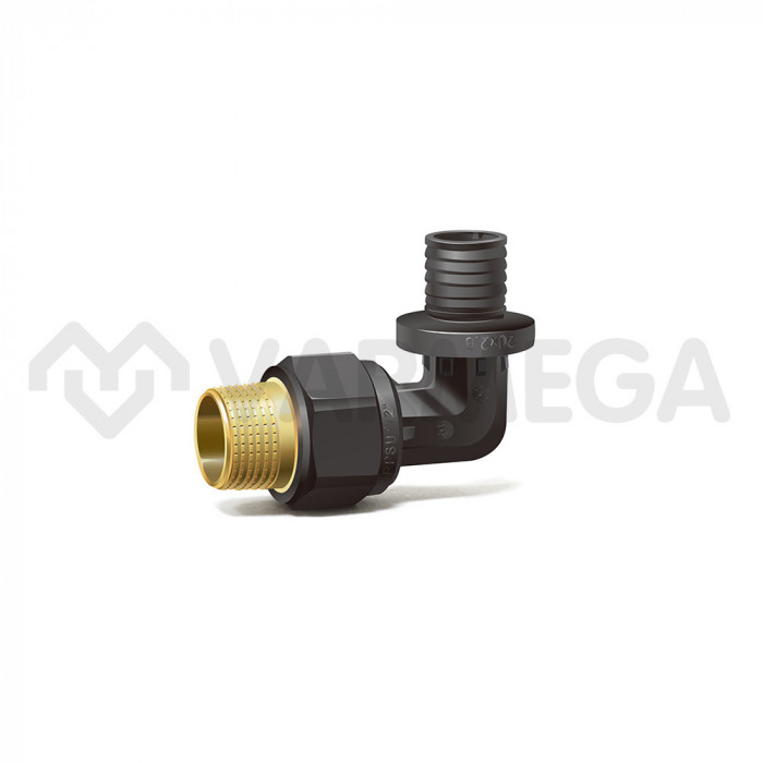 Угольник (угол) 90° с наружной резьбой Varmega Slide-fit VM51403, 20х1/2", комбинированный, аксиальный