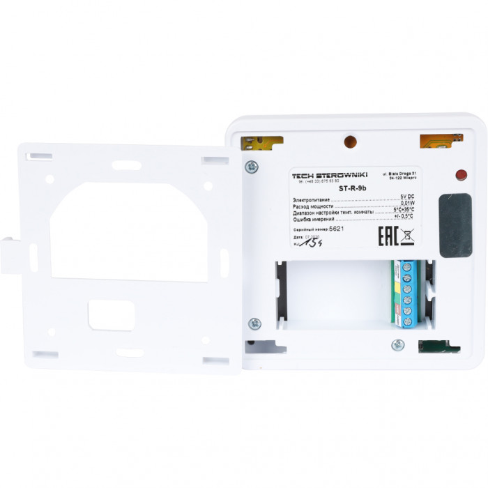 TECH Автоматика и контроллеры TECH R-9b TECH Проводной комнатный терморегулятор белый